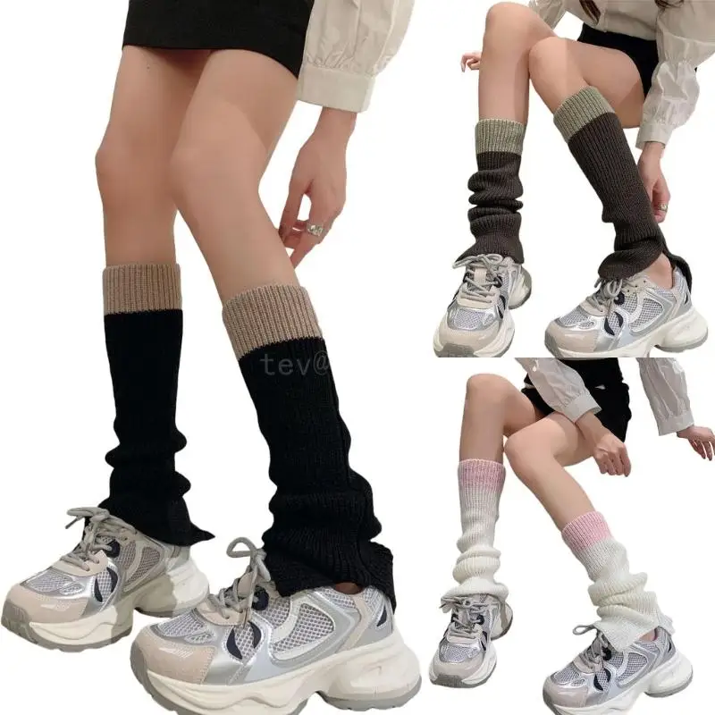 

Girls Lolitas Leg Warmers Y2K Knitted Flared Leg Sleeves Goth Crochet Baggy Cuffs Ankle Heap Socks JK Uniform Foot Cover