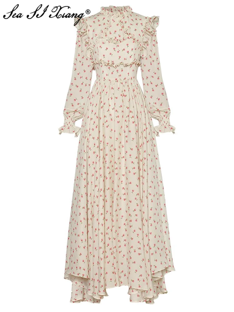 Seasixiang Fashion Autumn Maxi Dress Women O-Neck Lantern Sleeve Ruffles Floral Print High Waiste Vintage Asymmetrical Dresses
Seasixiang Fashion Autumn Maxi Dress Women O-Neck Lantern Sleeve Ruffles Floral Print High Waiste Vintage Asymmetrical Dresses