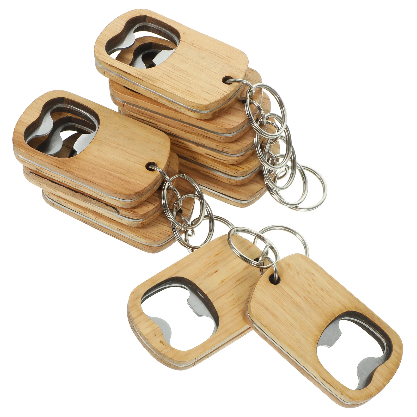 

10 Pcs Wooden Keychain Bottle Opener The Gift Flat Drinks Beer for Men Openers Bulk