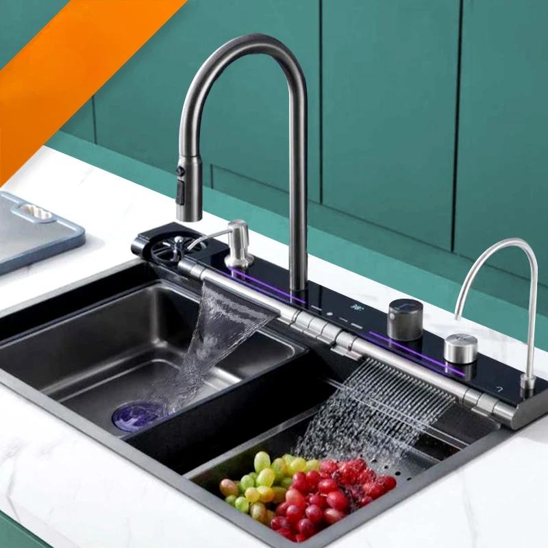Kitchen Sink Nano Large Single Multifunction Digital Display Sink Kitchen Gourmet Faucets Cup Washer Drain Accessories
Kitchen Sink Nano Large Single Multifunction Digital Display Sink Kitchen Gourmet Faucets Cup Washer Drain Accessories