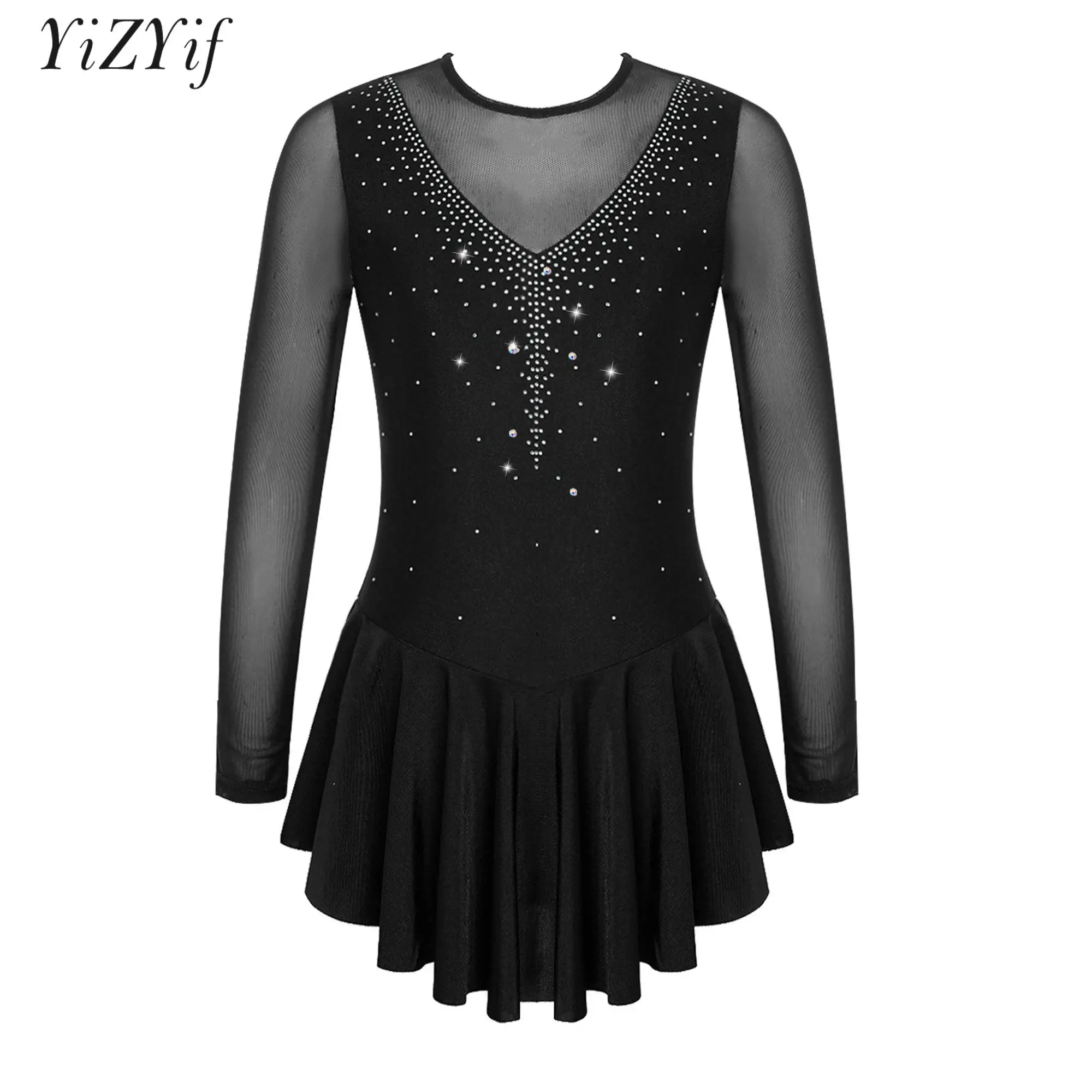 Kids Girls Glitter Rhinestone Figure Skating Dress Long Sleeves Mesh Patchwork Ballet Leotard Illusion Stage Performance Costume
Kids Girls Glitter Rhinestone Figure Skating Dress Long Sleeves Mesh Patchwork Ballet Leotard Illusion Stage Performance Costume