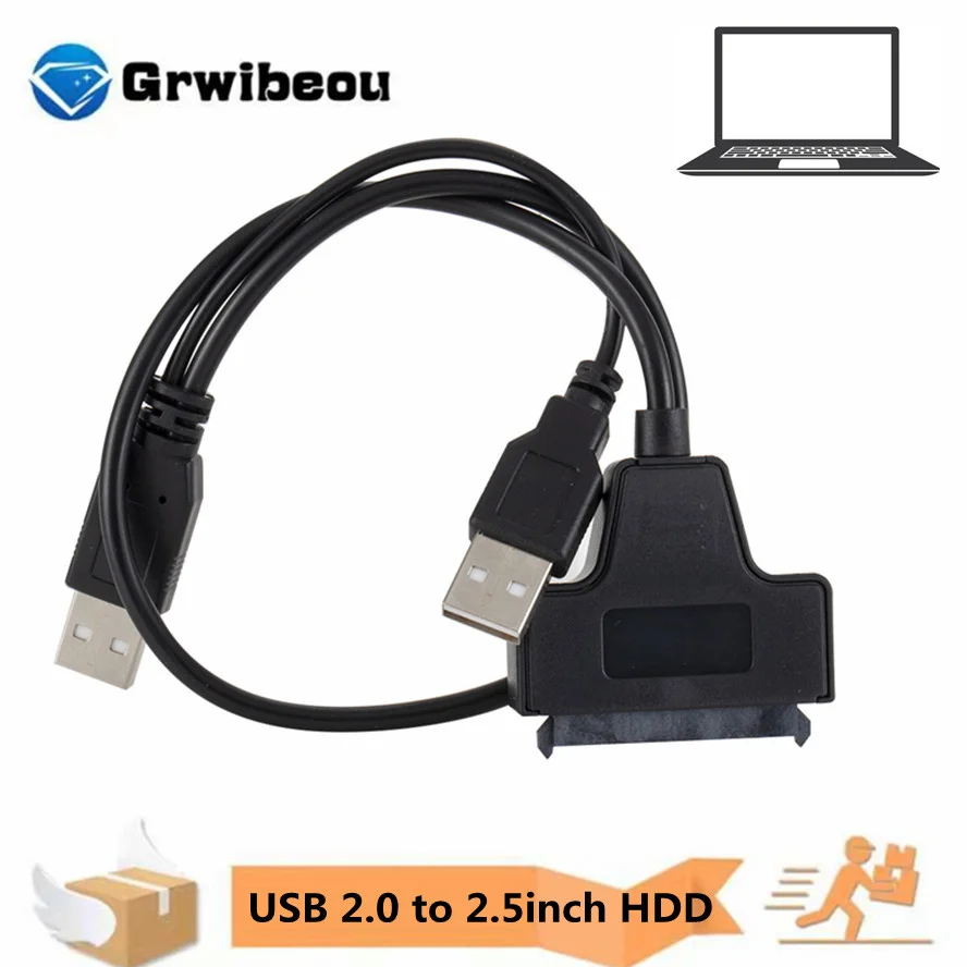 

Grwibeou USB 2.0 to Sata Cable USB 2.0 to 2.5inch HDD 7+15pin SATA Hard Drive For SATA SSD & HDD Adapter USB 2.0 Power Supply