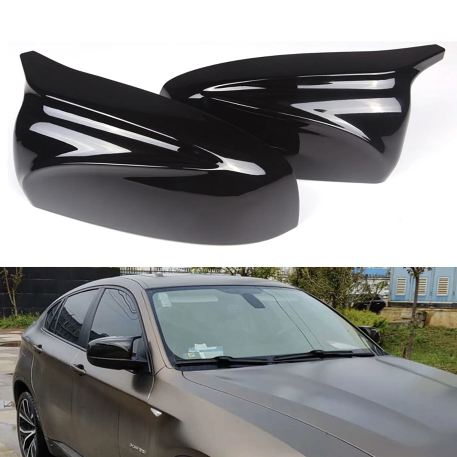 

Gloss Black Mirror Cover For BMW X5 X6 E70 E71 2007-2013 LHD Car Exterior Rearview Replacement Rear View Case Reverse Caps Shell