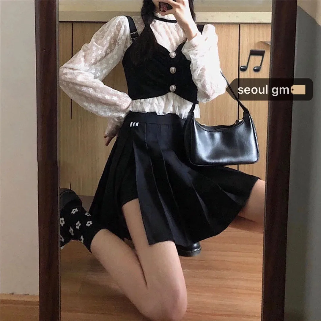 Ygolonger 3Piece New Korean Stytle High Collar Top Suspender Vest Pleated Skirt Women's Spring Autumn Fashion Daily Wear Suit
Ygolonger 3Piece New Korean Stytle High Collar Top Suspender Vest Pleated Skirt Women's Spring Autumn Fashion Daily Wear Suit