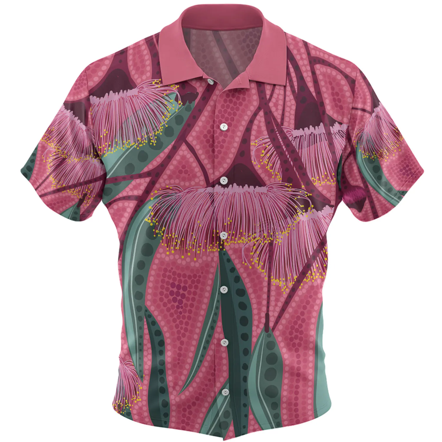 

Гавайская Мужская рубашка с коротким рукавом, быстросохнущая пляжная сорочка с тропическим принтом, повседневная Праздничная розовая с растительным принтом для отпуска