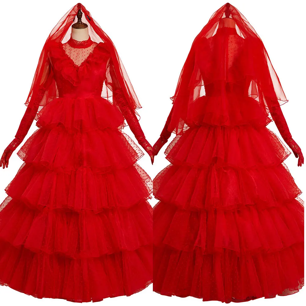 Movie Beetle COS Juice Lydia Cosplay Costume Red Wedding Dress Outfits Halloween Carnival Suit Role Play For Women Ladies
Movie Beetle COS Juice Lydia Cosplay Costume Red Wedding Dress Outfits Halloween Carnival Suit Role Play For Women Ladies