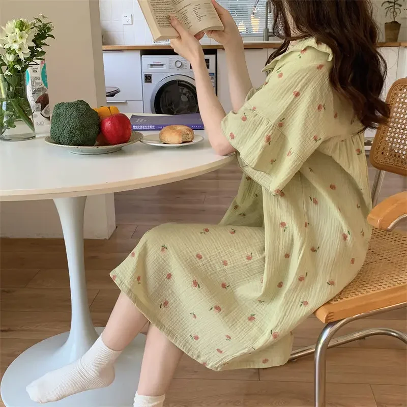 Sweet Night Dress Women Korean Style Pajamas Dress Summer Sleepwear Night Wears for Women Short Sleeve V Neck Homewear Nightgown
Sweet Night Dress Women Korean Style Pajamas Dress Summer Sleepwear Night Wears for Women Short Sleeve V Neck Homewear Nightgown