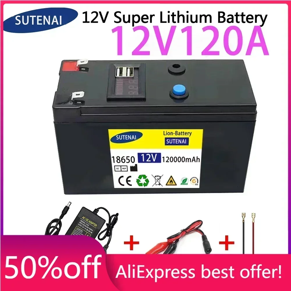 12V Battery 120Ah 18650 lithium battery pack Rechargeable battery for solar energy electric vehicle battery+12.6v3A charger
12V Battery 120Ah 18650 lithium battery pack Rechargeable battery for solar energy electric vehicle battery+12.6v3A charger