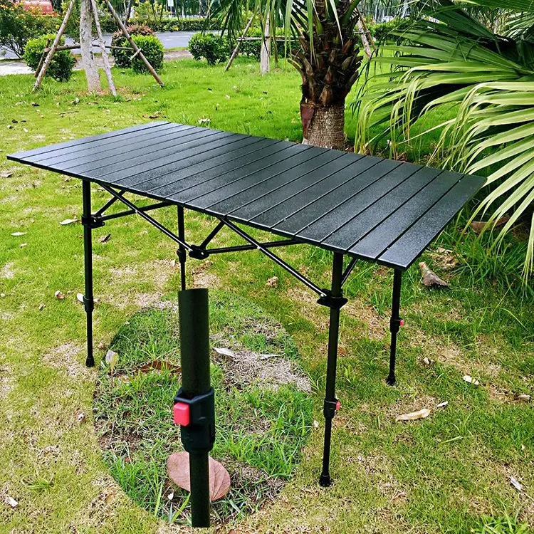 

Outdoor foldable lifting table, portable wood grain camping stall table, self driving travel, aluminum alloy picnic, barbecue ta