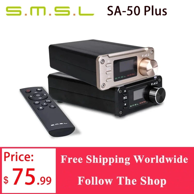 Фото SMSL SA-50 Plus HiFi 50W AUX оптический USB диск портативный усилитель мощности цифровой |