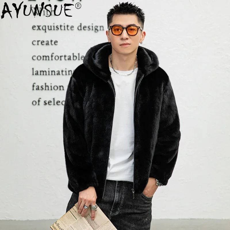 AYUNSUE Brand Natural Mink Fur Jackets for Men Hooded Winter Luxury Mink Real Fur Coat Solid Color Black Fur Coats Chaqueta
AYUNSUE Brand Natural Mink Fur Jackets for Men Hooded Winter Luxury Mink Real Fur Coat Solid Color Black Fur Coats Chaqueta