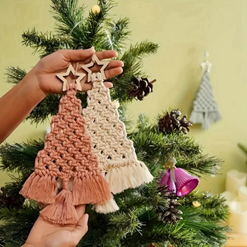

Плетеная Рождественская елка макраме, набор «сделай сам», Рождественский подарочный набор, очень подходит для друзей семьи, идеальные праздничные подарки, прочный