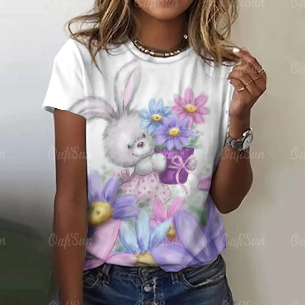 2024 T-Shirt For Women Rabbit Print Tops Summer Oversized T-Shirts Women's Clothing O-Neck Shirt Female Fashion Youthful Tees
2024 T-Shirt For Women Rabbit Print Tops Summer Oversized T-Shirts Women's Clothing O-Neck Shirt Female Fashion Youthful Tees