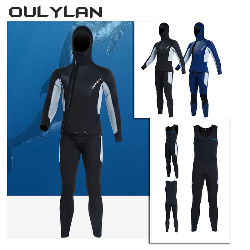 

Oulylan 5mm Scuba Diving Suit Men Women Neoprene Underwater Hunting Surfing Front Zipper Spearfishing 2pieces Keep Warm Wetsuit
