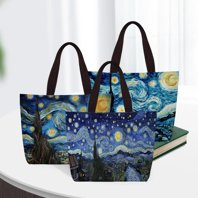 Van Gogh The Starry Night Print Handbag Women Casual Linen Totes Underarm Top Handle Bag Lady Shopping Lunch Travel Bags
Van Gogh The Starry Night Print Handbag Women Casual Linen Totes Underarm Top Handle Bag Lady Shopping Lunch Travel Bags