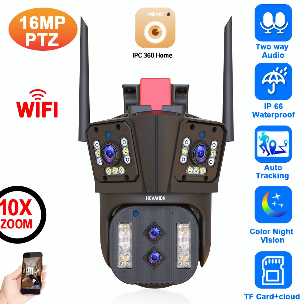 Dual Lens Outdoor Wifi Camera 16MP 4K Wireless PTZ Color Night Vision Home Security Survalance 10X Optical Zoom CCTV IP Camera
Dual Lens Outdoor Wifi Camera 16MP 4K Wireless PTZ Color Night Vision Home Security Survalance 10X Optical Zoom CCTV IP Camera