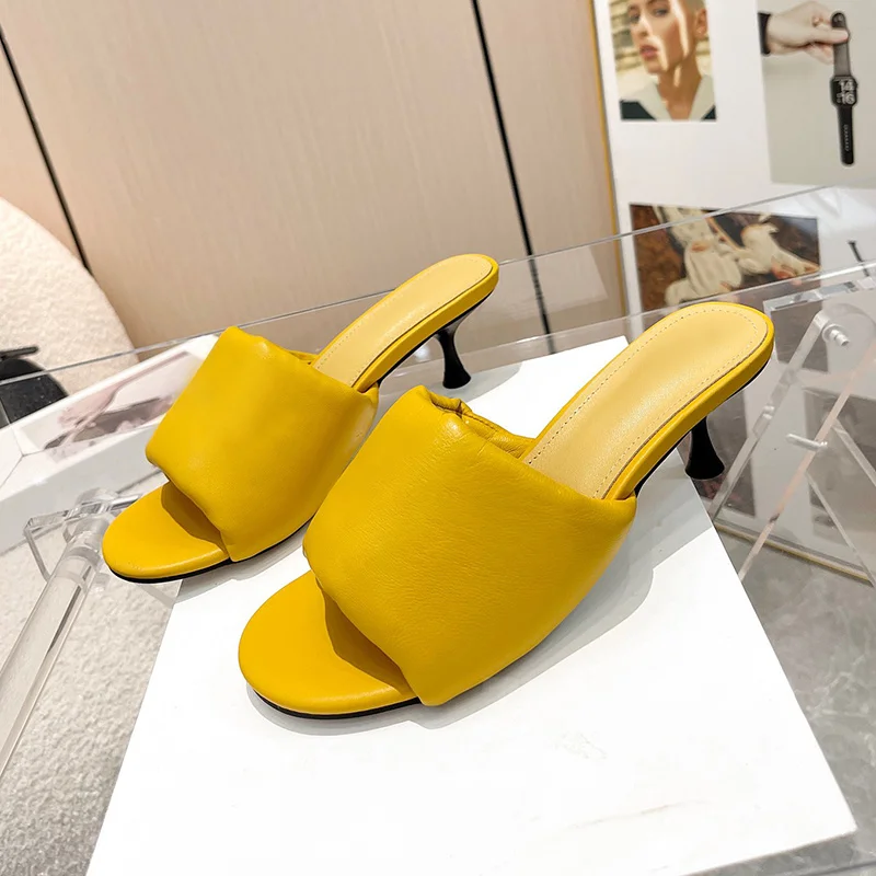 

Women Slippers Summer Walk Show New Style Round Head Solid Colors Upper Peep Toe Ladies Shoes Advanced Sense Full Of Slippers
