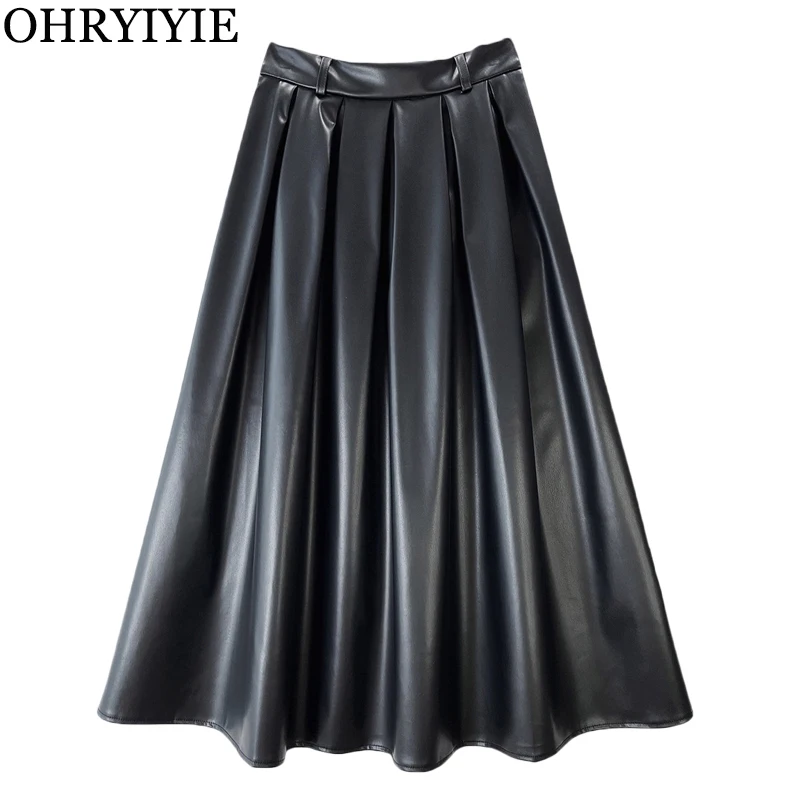 OHRYIYIE Black Faux Leather Long Skirt Women New Autumn Winter Elegant Fashion A-Line Skirt Office Lady All-match Skirt Female
OHRYIYIE Black Faux Leather Long Skirt Women New Autumn Winter Elegant Fashion A-Line Skirt Office Lady All-match Skirt Female