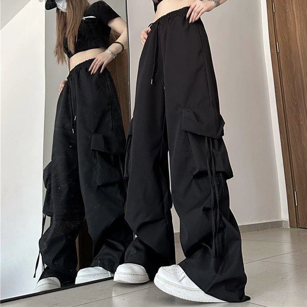 Trousers Women Autumn Spring Harajuku Style Drawstring Elastic Waistband Loose Quick-drying Solid Color Fashion
Trousers Women Autumn Spring Harajuku Style Drawstring Elastic Waistband Loose Quick-drying Solid Color Fashion