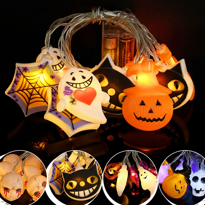 

1.5M 10LED Halloween Pumpkin Lights Skull Bat Spider String Light For Halloween Party Outdoor Decoration Lamp Haunted House Prop