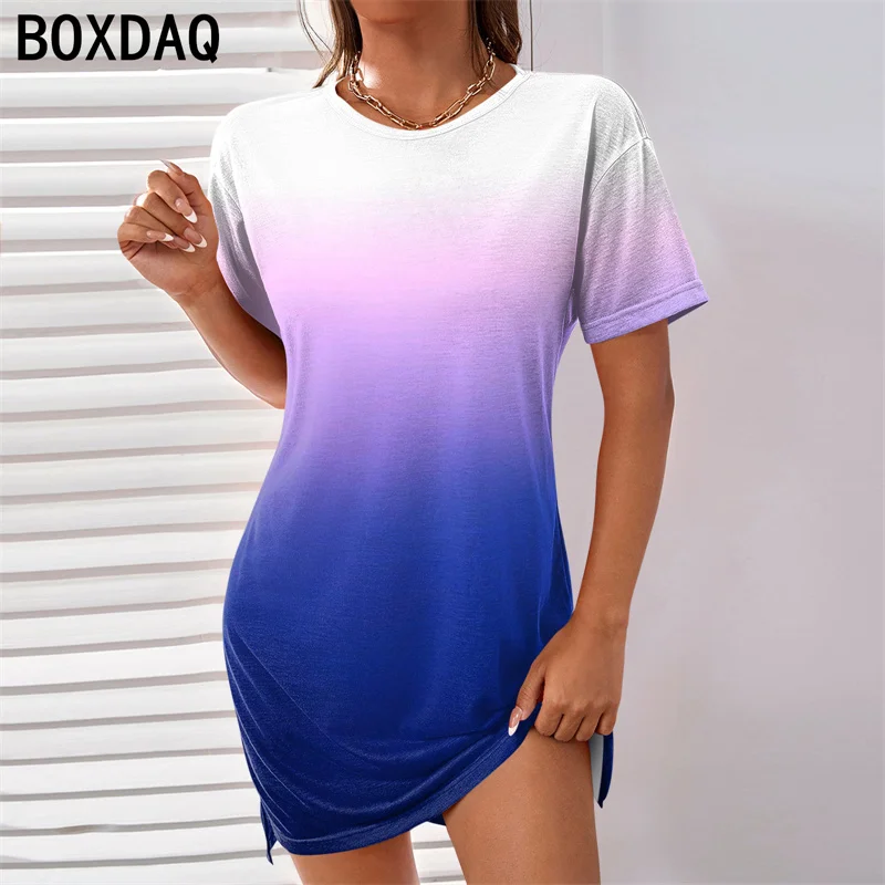 Fashion Colorful Gradient Print Dress Women Summer Boho Beach Holiday Mini Dress Big Size Short Sleeve Casual Dress Sundress
Fashion Colorful Gradient Print Dress Women Summer Boho Beach Holiday Mini Dress Big Size Short Sleeve Casual Dress Sundress