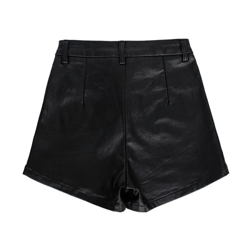 Women's black leather pants, fashionable and sexy, versatile, high waisted elastic drawstring faux leather women's shorts
Women's black leather pants, fashionable and sexy, versatile, high waisted elastic drawstring faux leather women's shorts