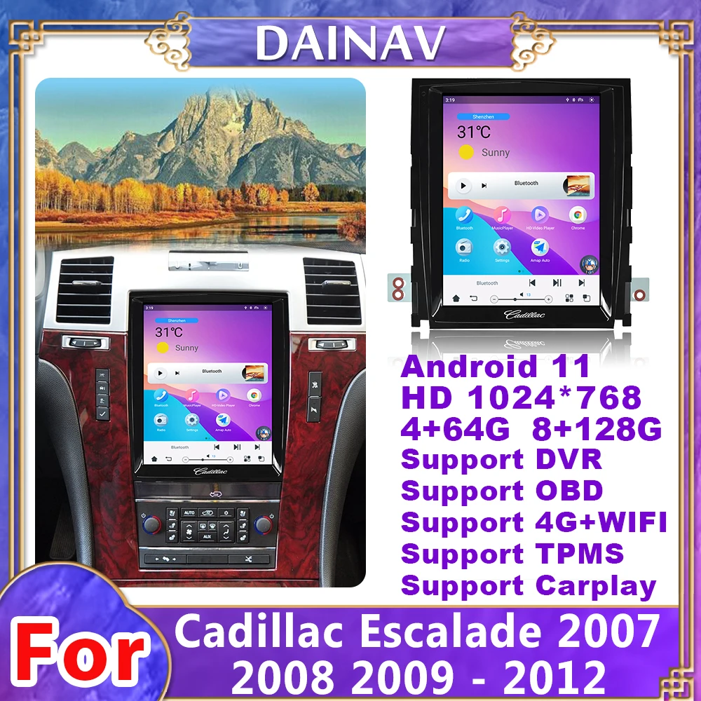 Автомобильный радиоприемник 10,4 дюйма Qualcomm Android11 для Cadillac Escalade 2007 2008-2012, DVD-плеер в стиле Tesla, Carplay, GPS-навигация
Автомобильный радиоприемник 10,4 дюйма Qualcomm Android11 для Cadillac Escalade 2007 2008-2012, DVD-плеер в стиле Tesla, Carplay, GPS-навигация