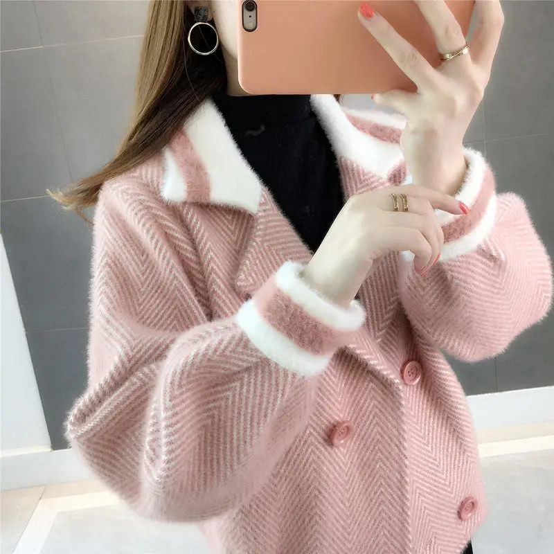 Tops Fashion 2023 Autumn Winter Women Faux Mink Cashmere Cardigans Female Loose Short Sweater Coat Casual Thick Knit Y35
Tops Fashion 2023 Autumn Winter Women Faux Mink Cashmere Cardigans Female Loose Short Sweater Coat Casual Thick Knit Y35