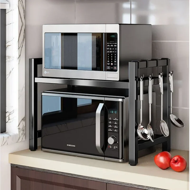 

Scalable microwave oven rack kitchen storage rack adjustable and detachable metal bracket double layer storage rack