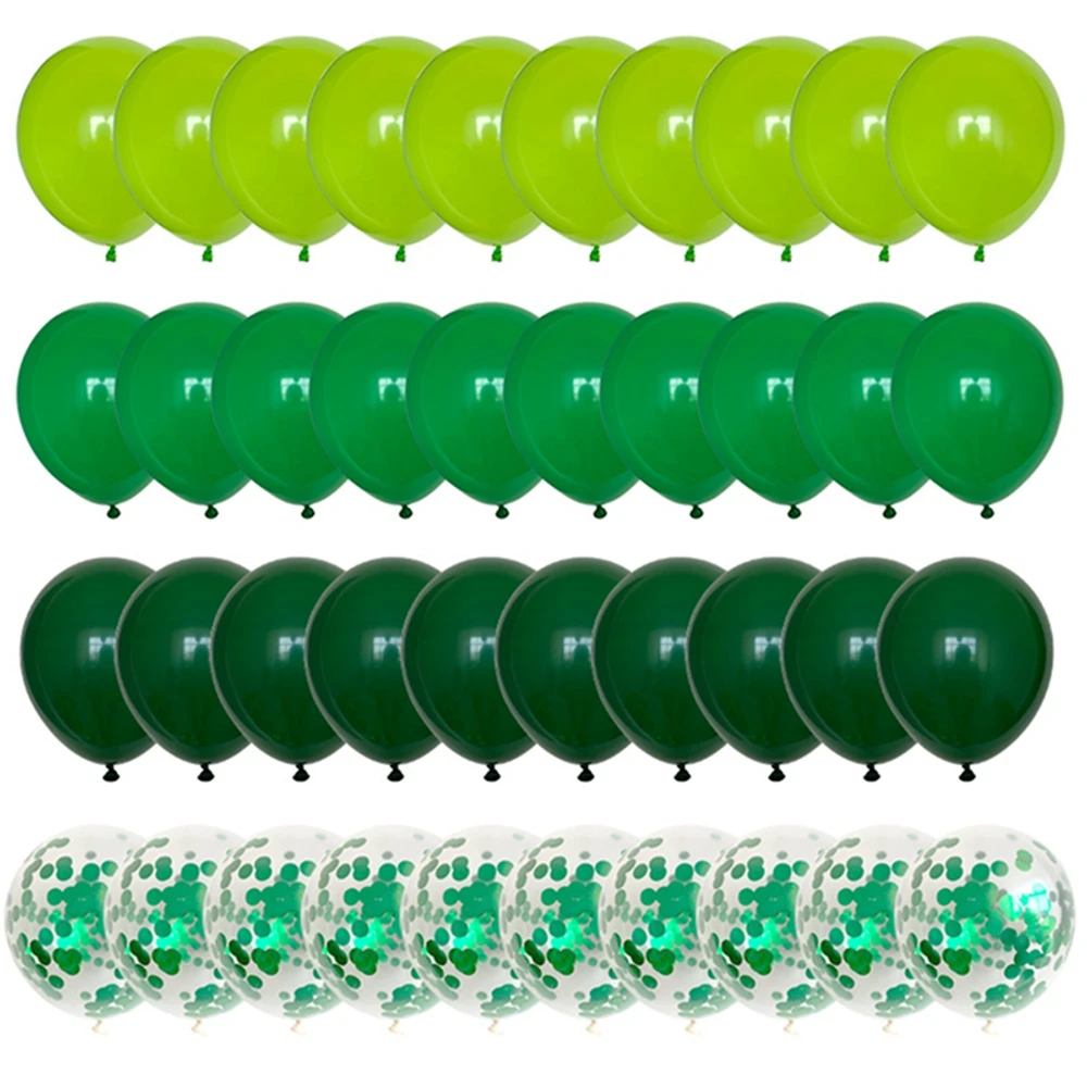 

40pcs Green Balloons Set Metallic Confetti Balloon Jungle Safari Animal Birthday Party Decorations Kids Boy Baby Shower Favors