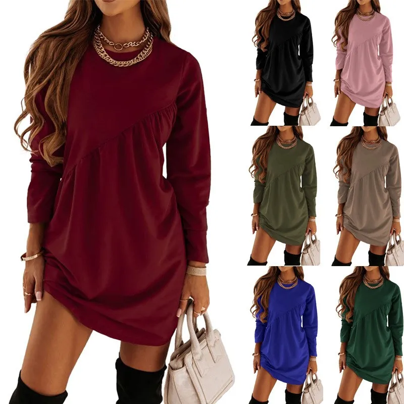 Casual 2023 Autumn/Winter Long Sleeve Solid Color Pullover Long Sleeve Loose Irregular Round Neck Women's Long T Dress Faldas
Casual 2023 Autumn/Winter Long Sleeve Solid Color Pullover Long Sleeve Loose Irregular Round Neck Women's Long T Dress Faldas
