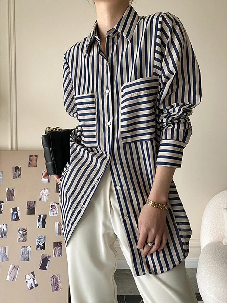 ZCSMLL Women Black Striped Casaul Big Size Blouse New Lapel Long Sleeve Loose Fit Shirt Fashion Tide Spring Autumn 2022 T8837
ZCSMLL Women Black Striped Casaul Big Size Blouse New Lapel Long Sleeve Loose Fit Shirt Fashion Tide Spring Autumn 2022 T8837