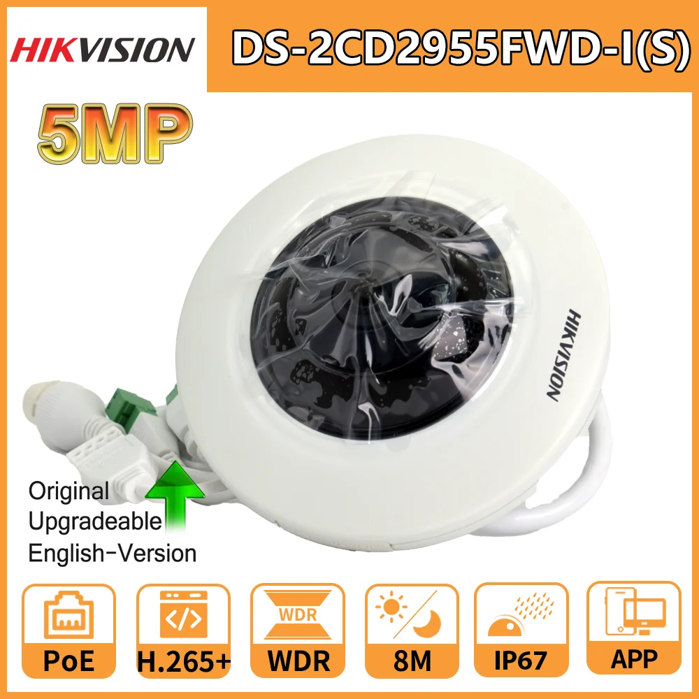 Hikvision 5MP Fisheye IP Camera DS-2CD2955FWD-IS Support 2-Way Audio 180° Fisheye View Surveillance Camera With SD Card Slot
Hikvision 5MP Fisheye IP Camera DS-2CD2955FWD-IS Support 2-Way Audio 180° Fisheye View Surveillance Camera With SD Card Slot