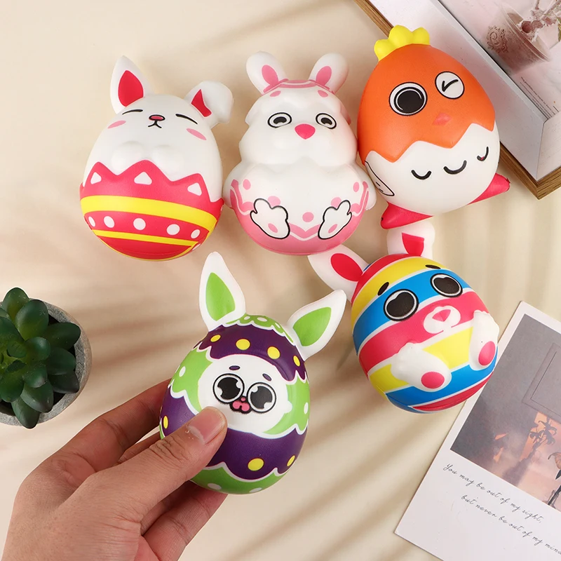 

1pcs Cute Easter Egg Toys Stress Relief PU Slow Rebound Toys Kids Easter Party Gifts Egg Festival Decorative Ornaments