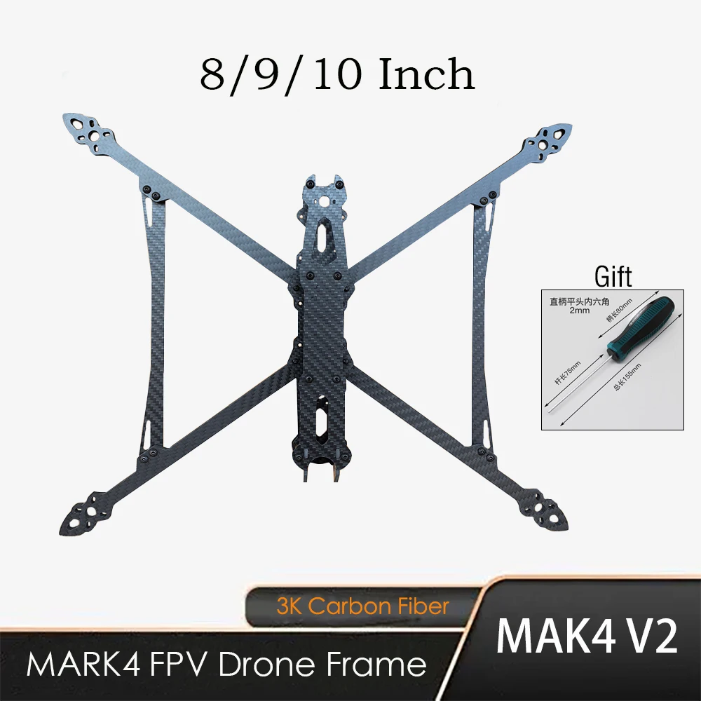 Квадрокоптер MAK4 V2 MARK4 FPV из углеродного волокна, 8/9/10 дюймов, 367/387/427 мм
Квадрокоптер MAK4 V2 MARK4 FPV из углеродного волокна, 8/9/10 дюймов, 367/387/427 мм