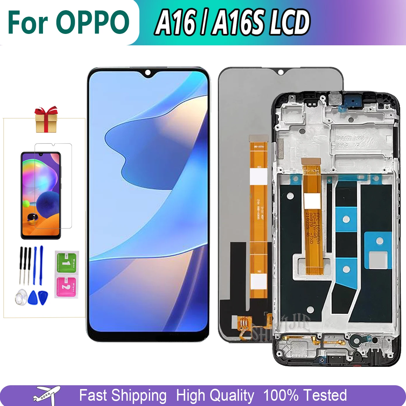 

6.52"Original For Oppo A16 CPH2269 LCD Display Touch Screen Digitizer For A16S CPH2271 Display Replacement Assembly Repair Parts