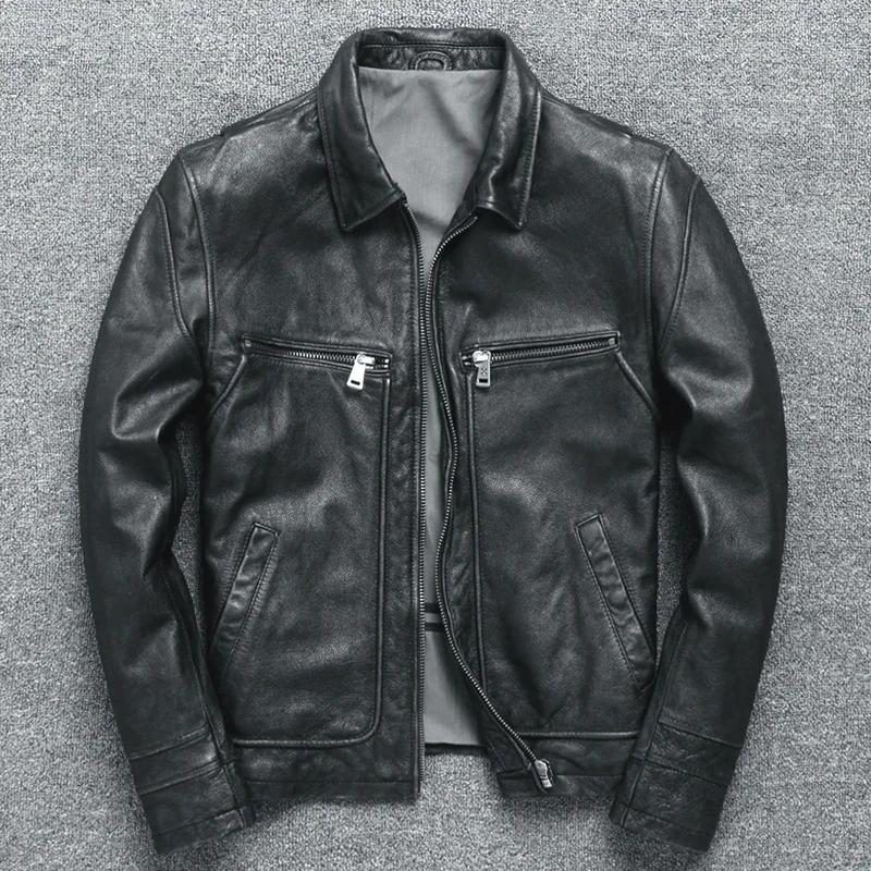 Vintage Real Men Leather Jacket New Cowhide Leather Coat Men's Casual Slim Short Leather Cloth Lapel Chaquetas Man Tide 2023
Vintage Real Men Leather Jacket New Cowhide Leather Coat Men's Casual Slim Short Leather Cloth Lapel Chaquetas Man Tide 2023