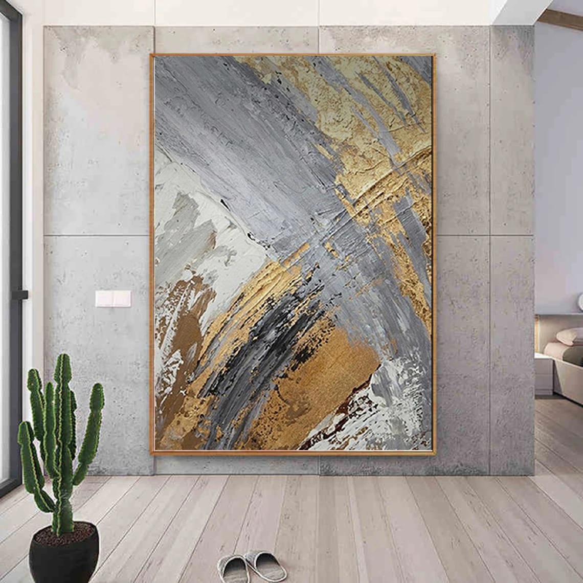 

Large Handmade Textured Oil Painting On Canvas Modern Abstract POP Geometry Wall Art Picture For Living Room Bedroom Room Decor