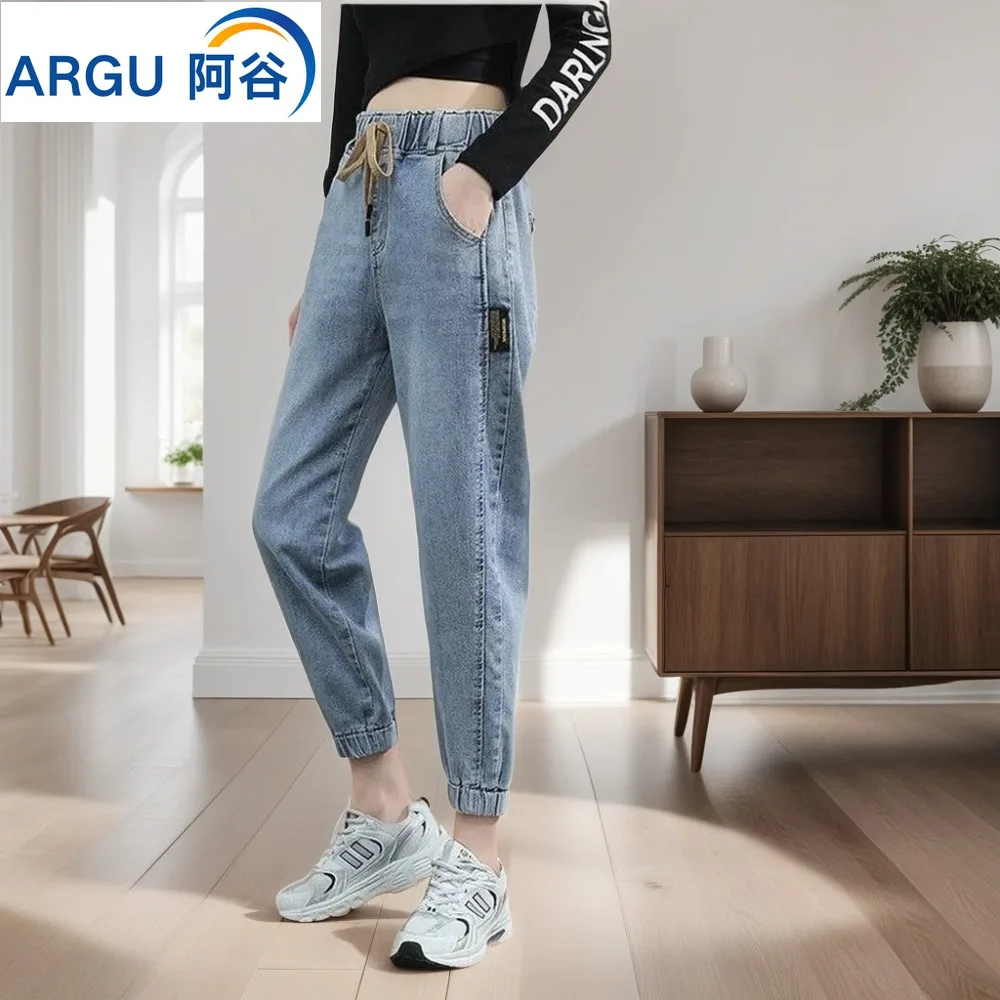 

Fashion Women Straight Blue Harem Vintage High Waist Jeans Woman Cowboy Denim Pants Women's Jeans Ankle Length