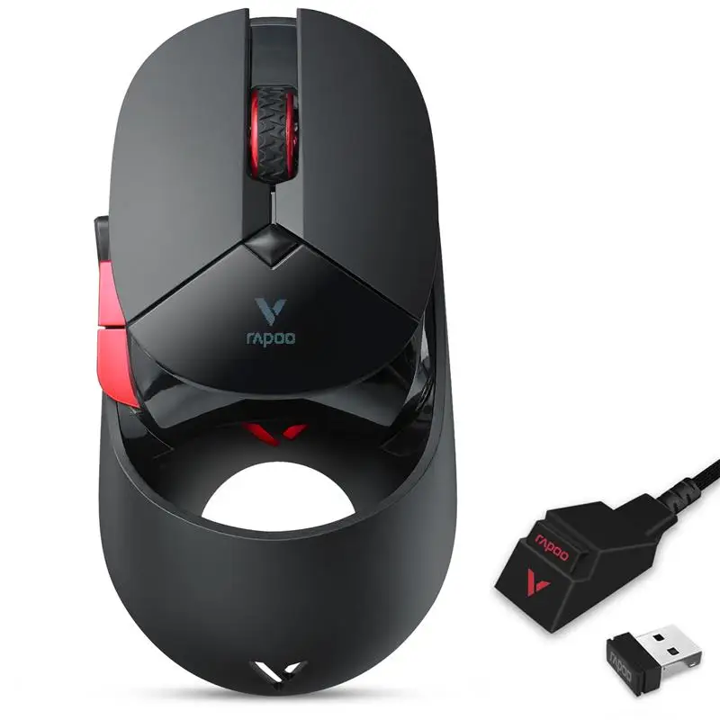 

Rapoo VT960S Wired/ Wireless Gaming Mouse PAW3370 Sensor 19000 DPI OLED Display 6 Programmable Buttons On-Board Memory Black