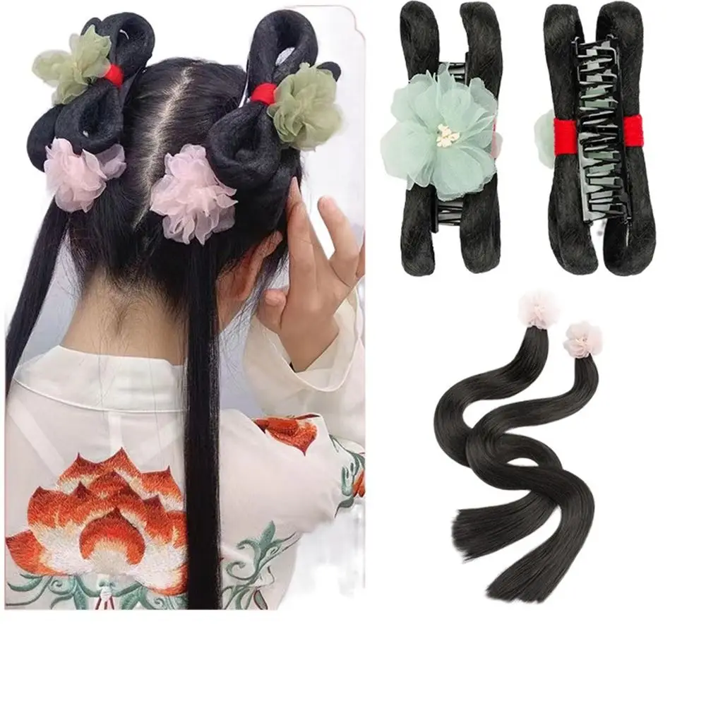 

Cute Popular Flower Bowknot Hanfu Headdress Sweet Chinese Style Wig Hairpin Wig Hair Claw Fluffy Hair Bun Hair Styling Tools