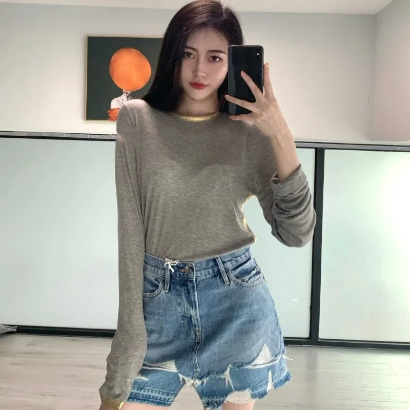 Новинка весна-лето 2024, Женская приятная на ощупь шелковая футболка из лиоцелла с длинными рукавами
Новинка весна-лето 2024, Женская приятная на ощупь шелковая футболка из лиоцелла с длинными рукавами