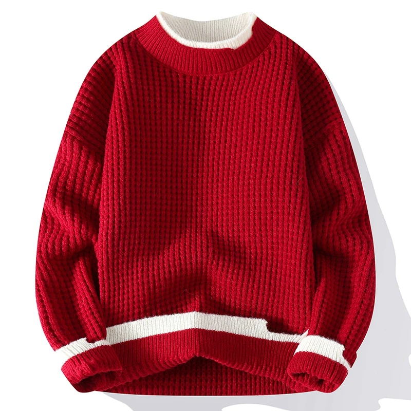 

2023 New Winter Korean Harajuku Turtleneck Sweater Men Thick Warm Handsome Knit Pullover Sweaters High End Mens Christmas Jumper