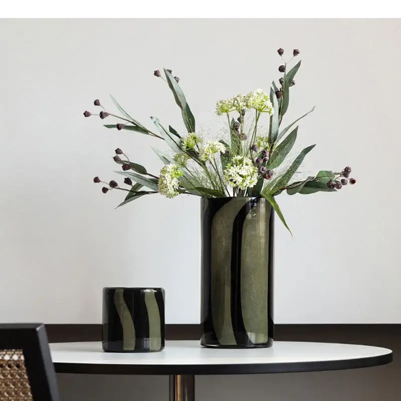 

Creative Green Stripe Glass Vase Hydroponics Flower Pots Decorative Flower Arrangement Desk Decoration Floral Vases Modern Decor