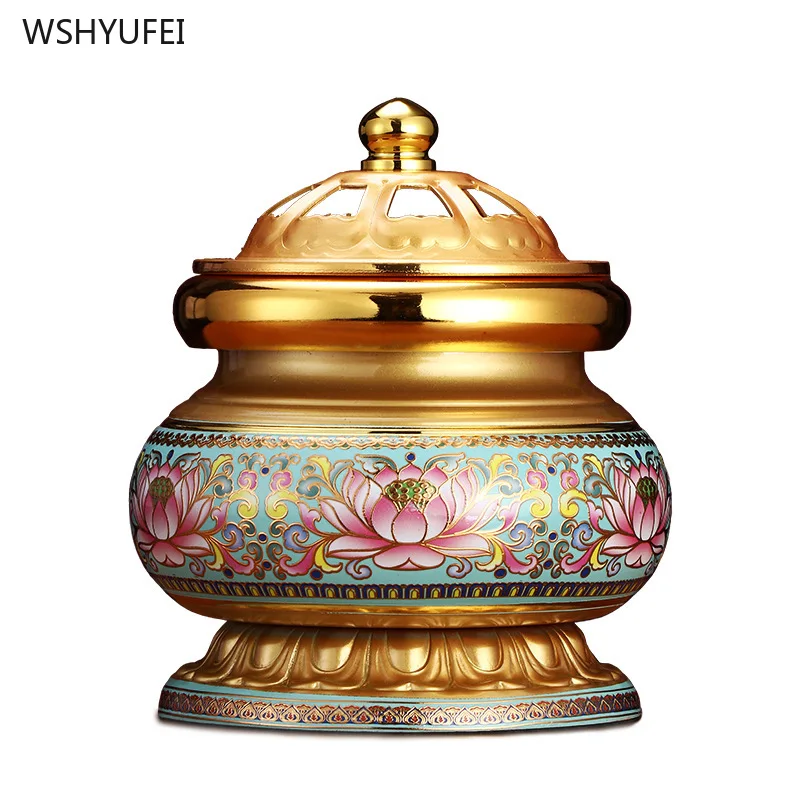 

1 pc Copper incense burner Copper Fragrant Powder Gu Buddhist hall utensils Feng Shui temple Sacrifice pray for auspiciousness