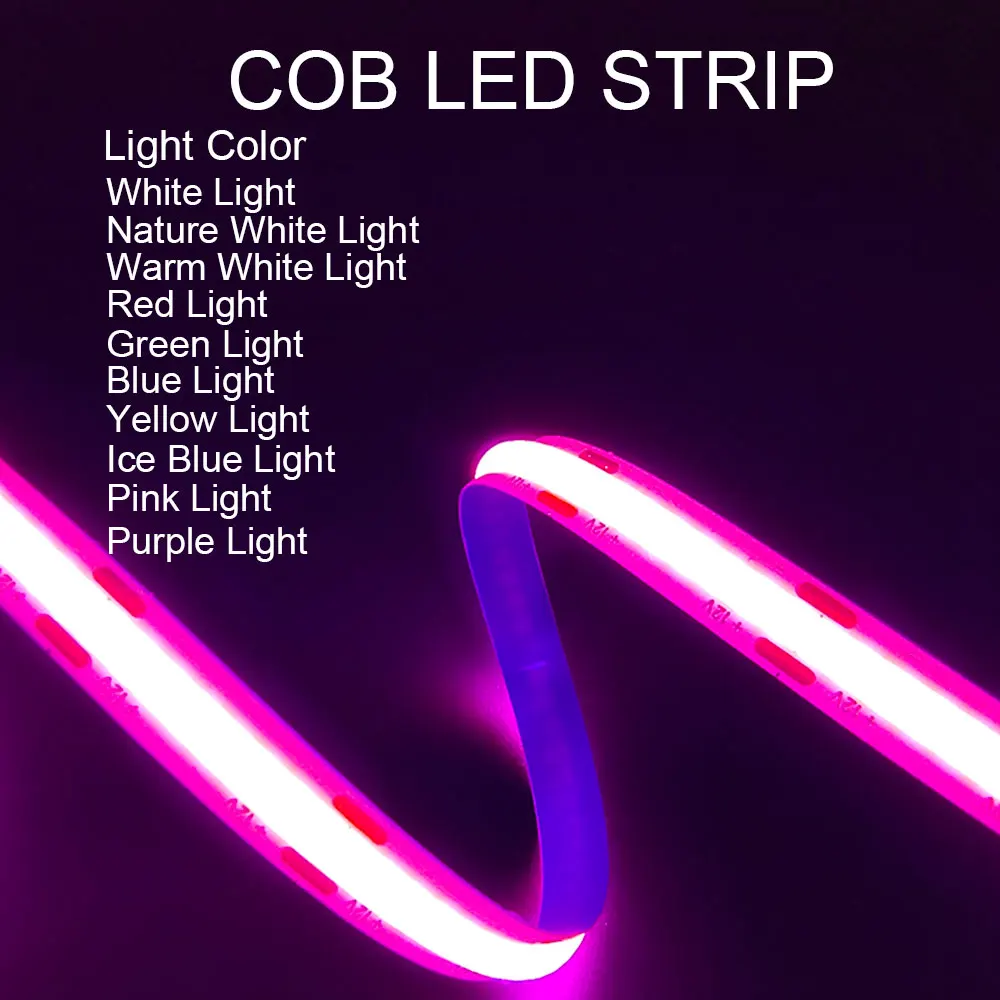 COB Led Strip Lights 12V 24V 320LEDs/m Flexible FOB LED Tape Warm Natural White Red Blue Green Yellow Pink Purple Lighting Decor
COB Led Strip Lights 12V 24V 320LEDs/m Flexible FOB LED Tape Warm Natural White Red Blue Green Yellow Pink Purple Lighting Decor