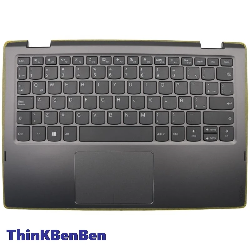 

LAS Latin Spanish Keyboard Onyx Black Upper Case Palmrest Shell Cover For Lenovo Ideapad Yoga 330 11 Flex 6 11IGM 5CB0Q81379