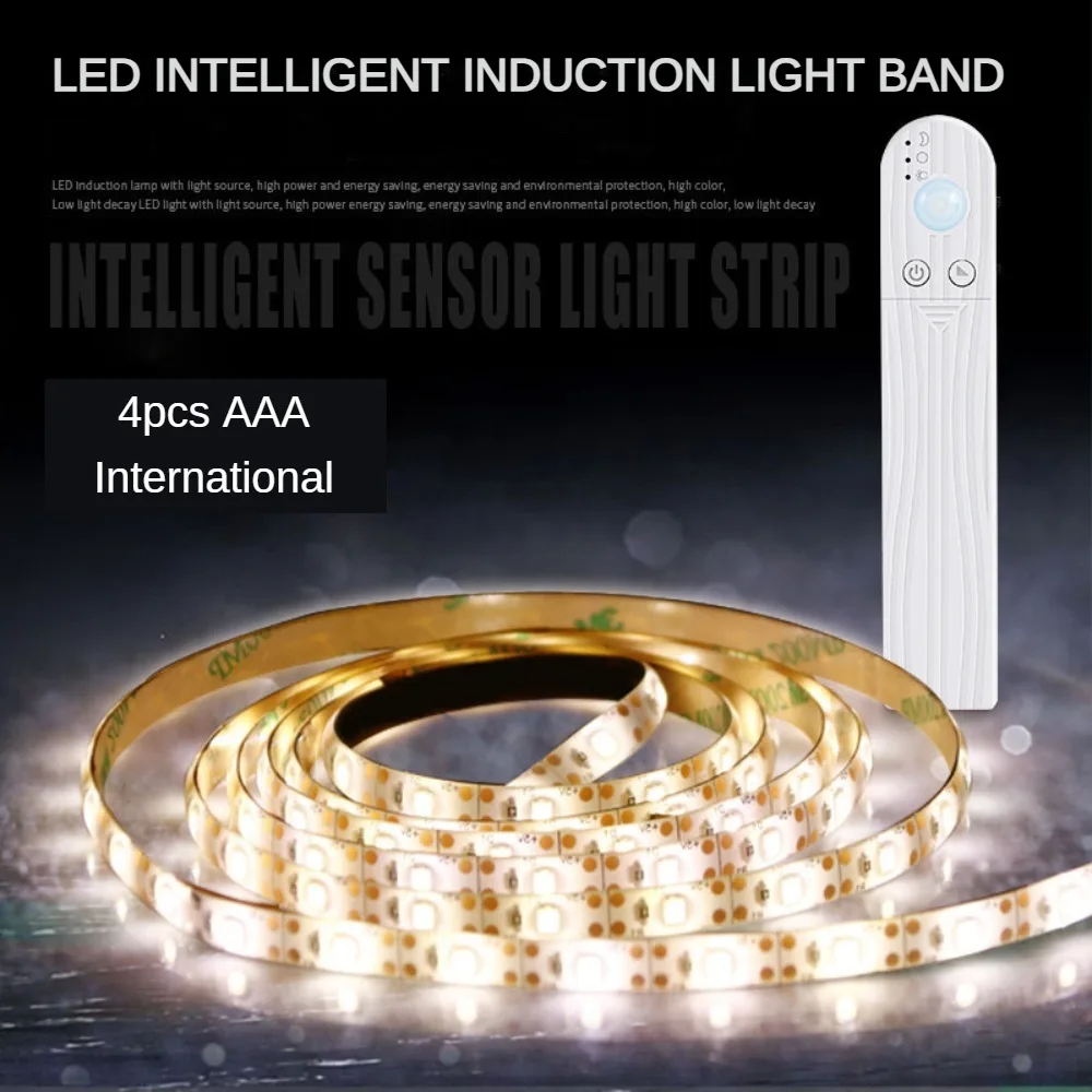 

4pcs AAA LED Strip Human Intelligent Sensing LED Light with Battery Box Light Strip 2835 Cabinet Light Strip 3 Modes Waterproof