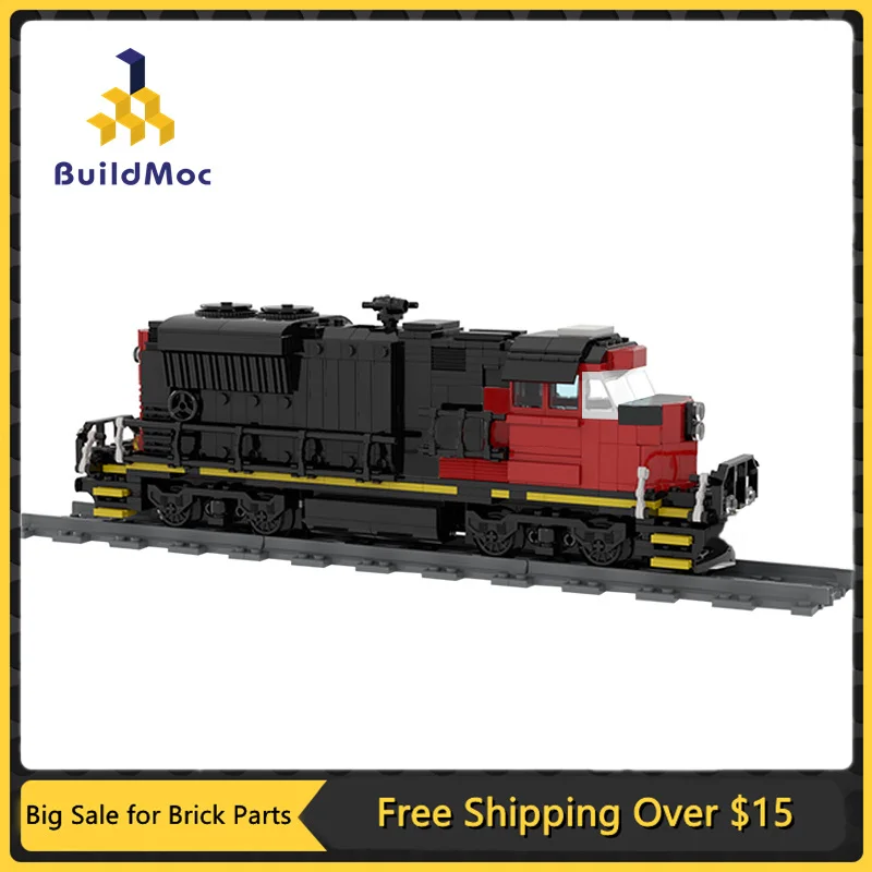 

MOC Cargo Train - EMD SD70M-2 CN Train Building Block Kit Freight Locomotive Wagon Carriage Train Brick Model Kid Brain Toy Gift