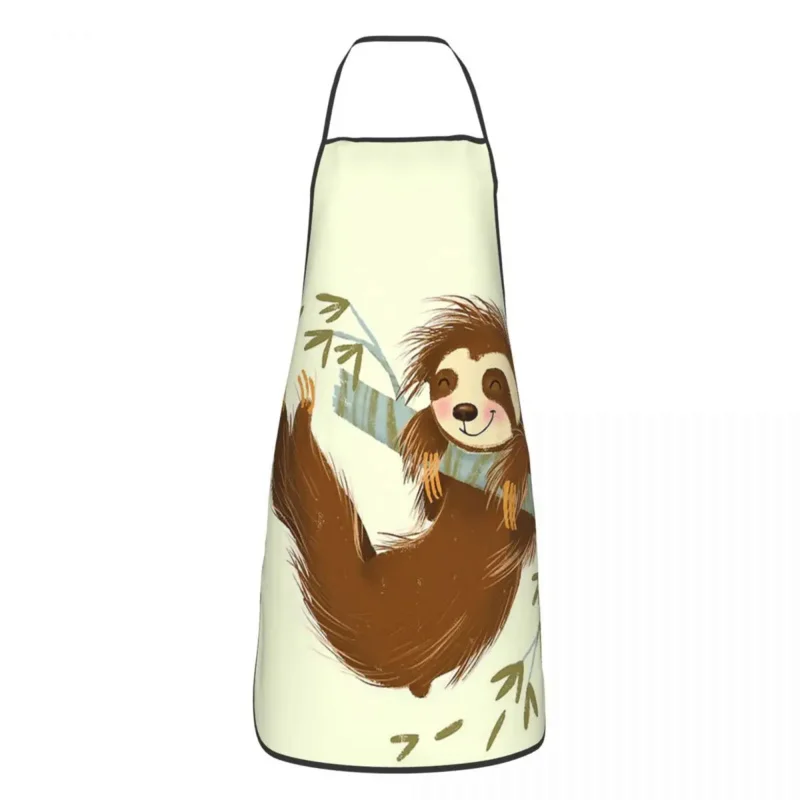 

Cute Sloth Swinging On The Tree Apron for Women Men Kitchen Chef Cooking Tablier Home Bib Baking Cleaning Unisex Adult Delantal